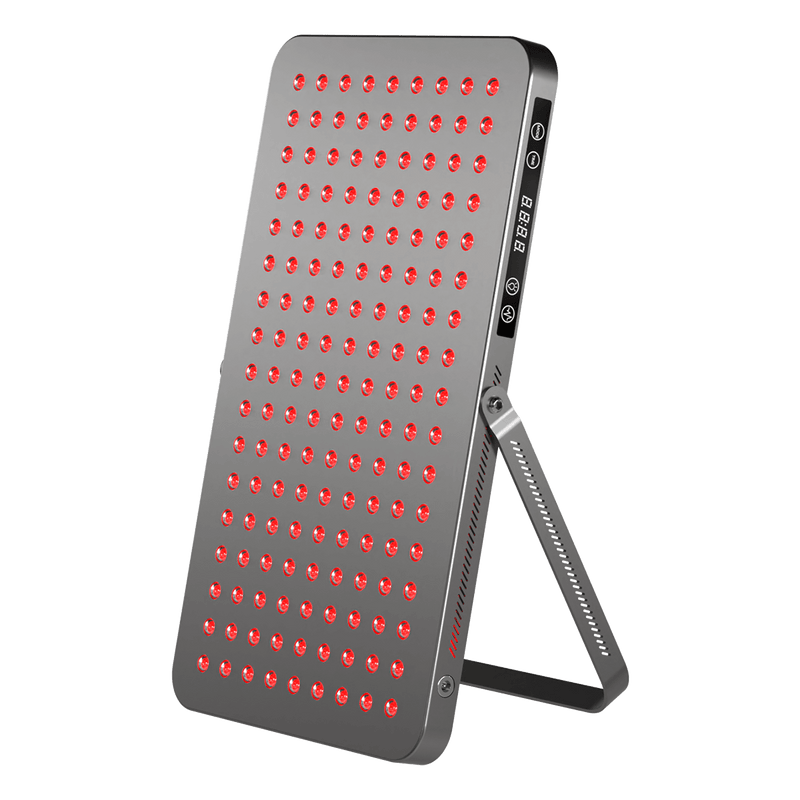 Ultra-Thin Red Light Therapy Pannel with 60 dual-wavelength LEDs, portable and lightweight for home or travel use.